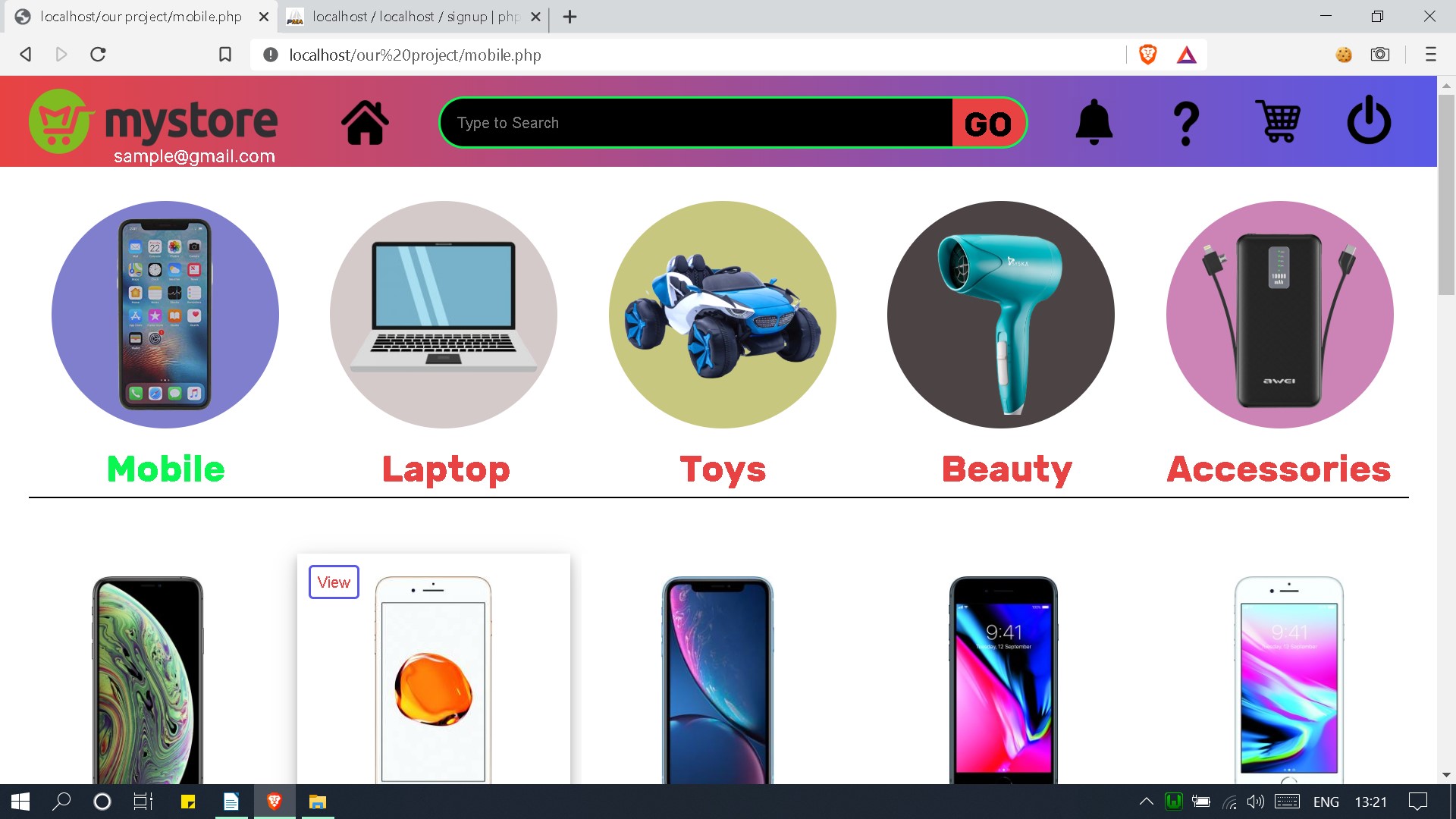 electronic web store screenshot